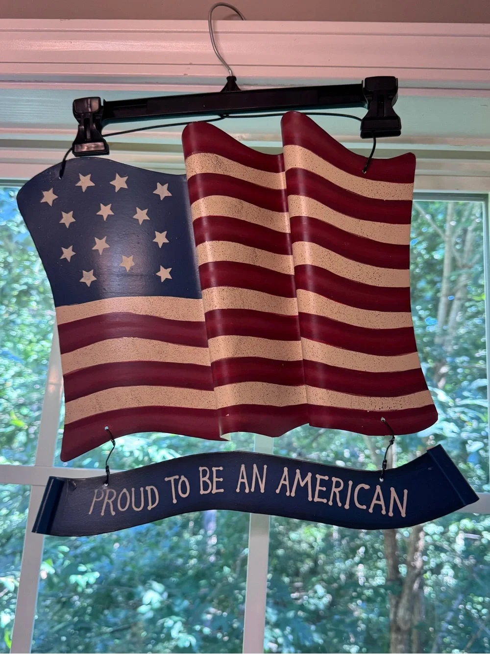 Americana Metal Wavy American Flag Wall Rustic Decor-0187